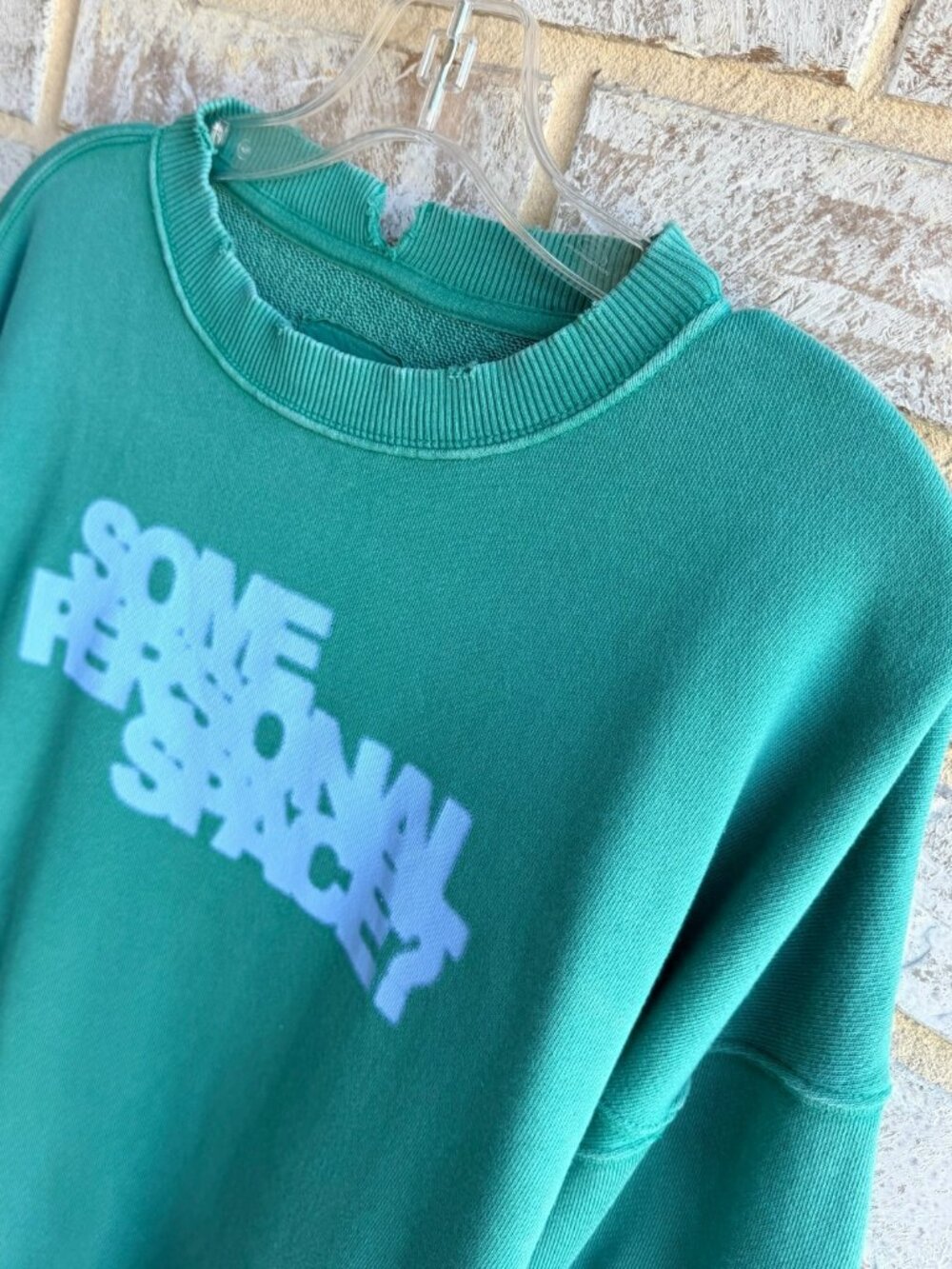Aerie Long Sleeve Crew Neck "Some personal space" Green Sweatshirt Size XS. - Picture 5 of 8